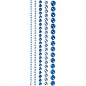 Rhinestones, stl. 2-8 mm, blå, 140mix.
