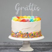 Cake Topper - Grattis - Silver