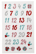 Glitterstickers, kalendersiffror, 10x16, 1 ark