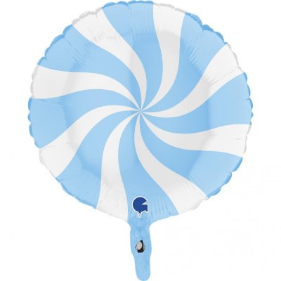 Folieballong, Swirly Vit-Matte Blå 45 cm