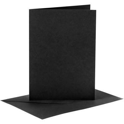 Kort och kuvert, kortstl. 10,5x15 cm, kuvertstl. 11,5x16,5 cm, svart, 6set