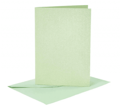 Kort och kuvert, kortstl. 10,5x15 cm, kuvertstl. 11,5x16,5 cm, ljusgrön, 4set
