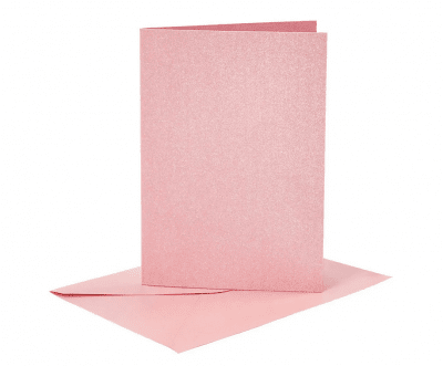 Kort och kuvert, kortstl. 10,5x15 cm, kuvertstl. 11,5x16,5 cm, rosa, 4set