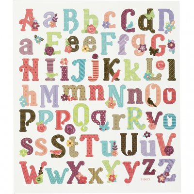 Stickers, Alfabetet, 15x16,5 cm, 1 Ark
