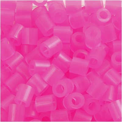 Rörpärlor, medium , stl. 5x5 mm, rosa neon (32257), 1100st., hålstl. 2,5 mm