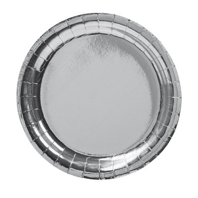 Papperstallrik, Silver 23cm 8-p