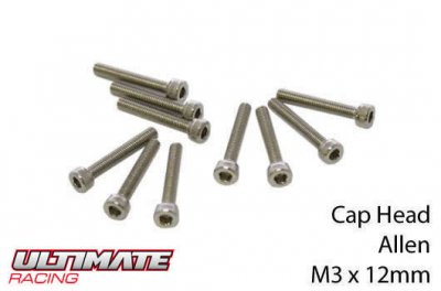 Screws - Cap Head - Hex (Allen) - M3 x 12mm (10 pcs)